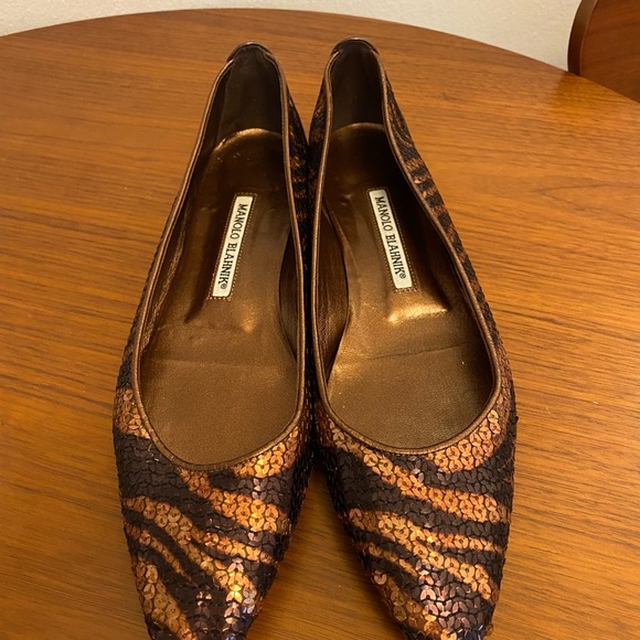 Manolo Blahnik Sequined Pointed Toe Flats - Picture 3 of 7